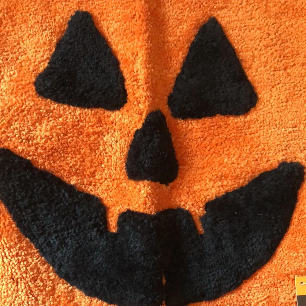 Halloween Pumpkin Orange and Black Bath Rug